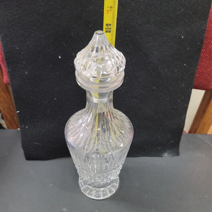 Vintage cut glass EAPG Decanter with glass etched stopper Barware liquor MCM