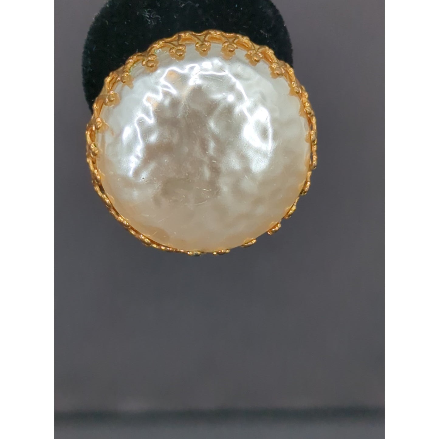 Vintage Miriam Haskell Faux Pearl Seed Bead Cluster Clip On Earrings Retro