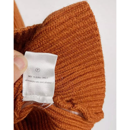 Maisie Rust Orange Peter Bishop Sleeve Crewneck Sweater Cropped Ribbed SMALL NEW