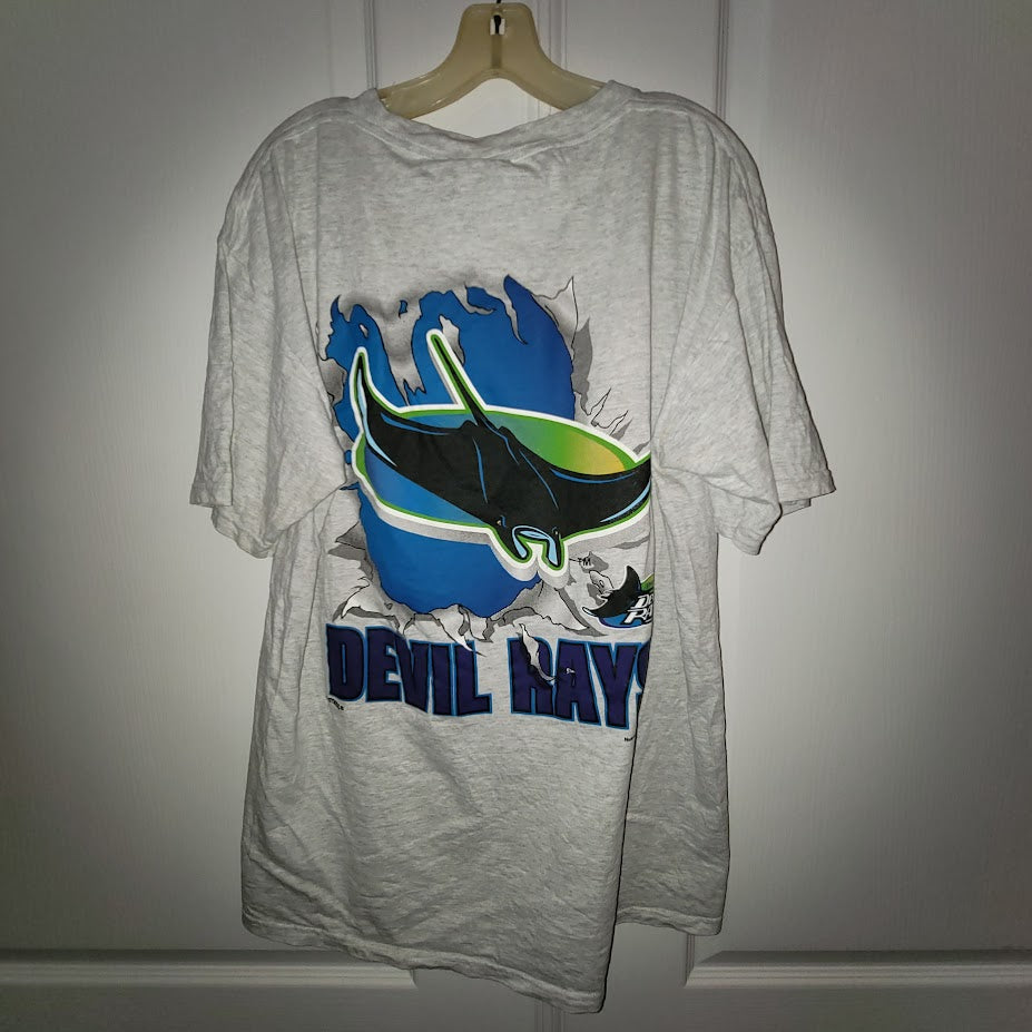 Vintage Tampa Bay Devil Rays Nutmeg T-Shirt 90s Y2K MLB Sportswear Grey Large