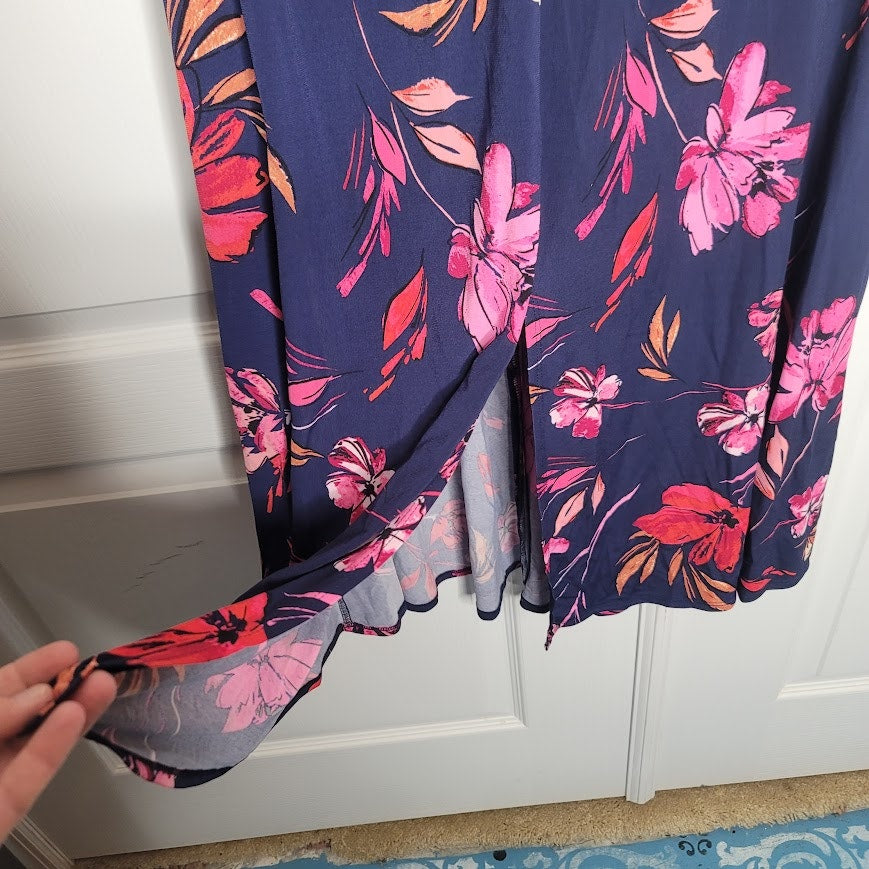 Vince Camuto Size 10 Blue Floral Dress ruched puff sleeve NEW casual career