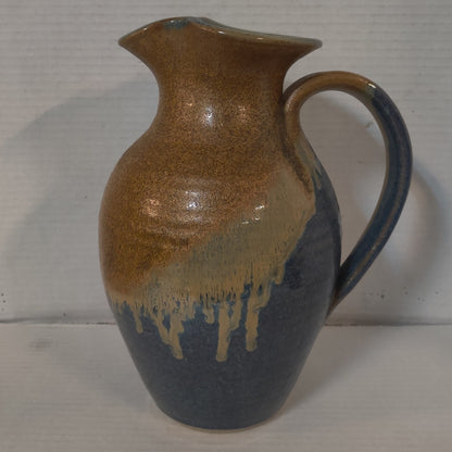Hand-Thrown Studio Pottery Pitcher with Drip Glaze, Signed & Dated 2009