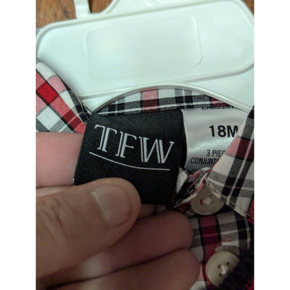 TFW Toddler Boys 3-Piece Argyle Sweater Vest, Plaid Shirt, & Pants Set NWT