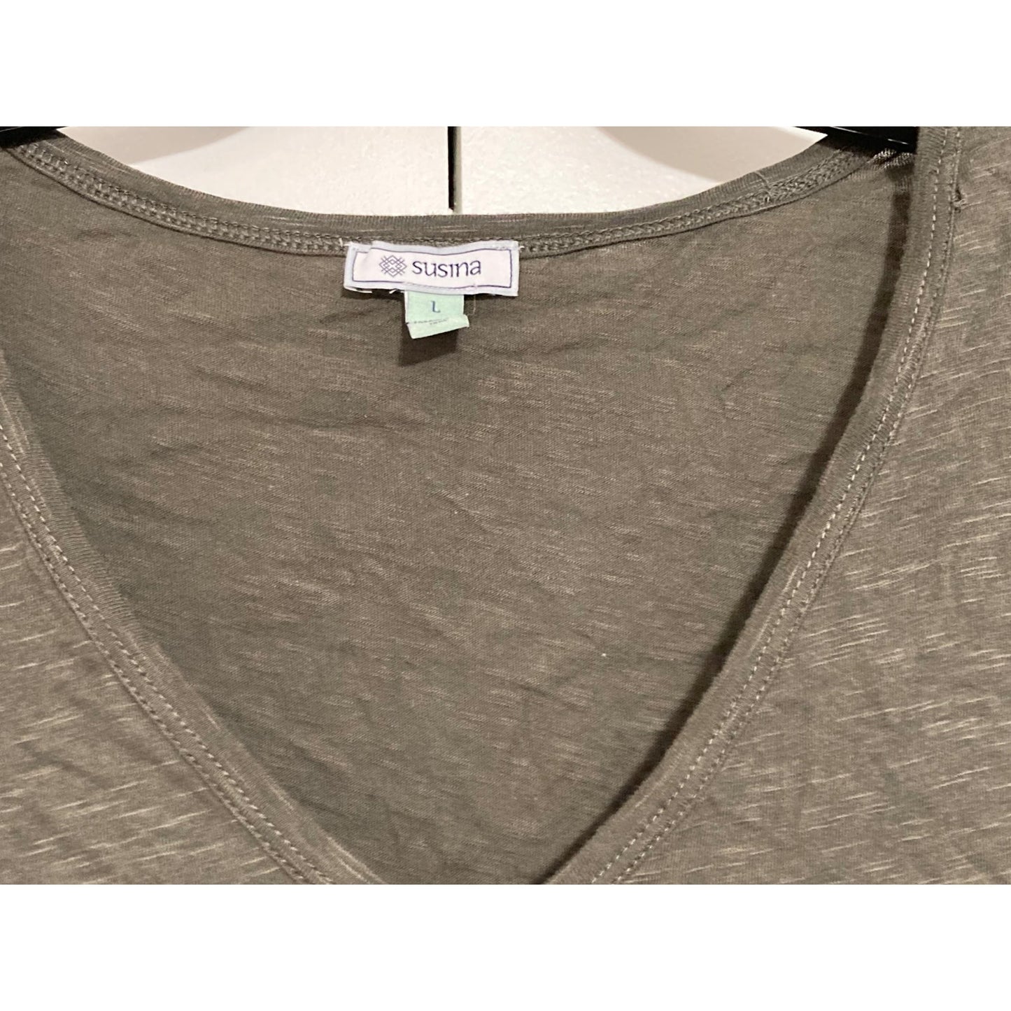 NWT Susina Slub Knit V-Neck Batwing Sleeve Pullover Top Sz Large in Grey Beluga