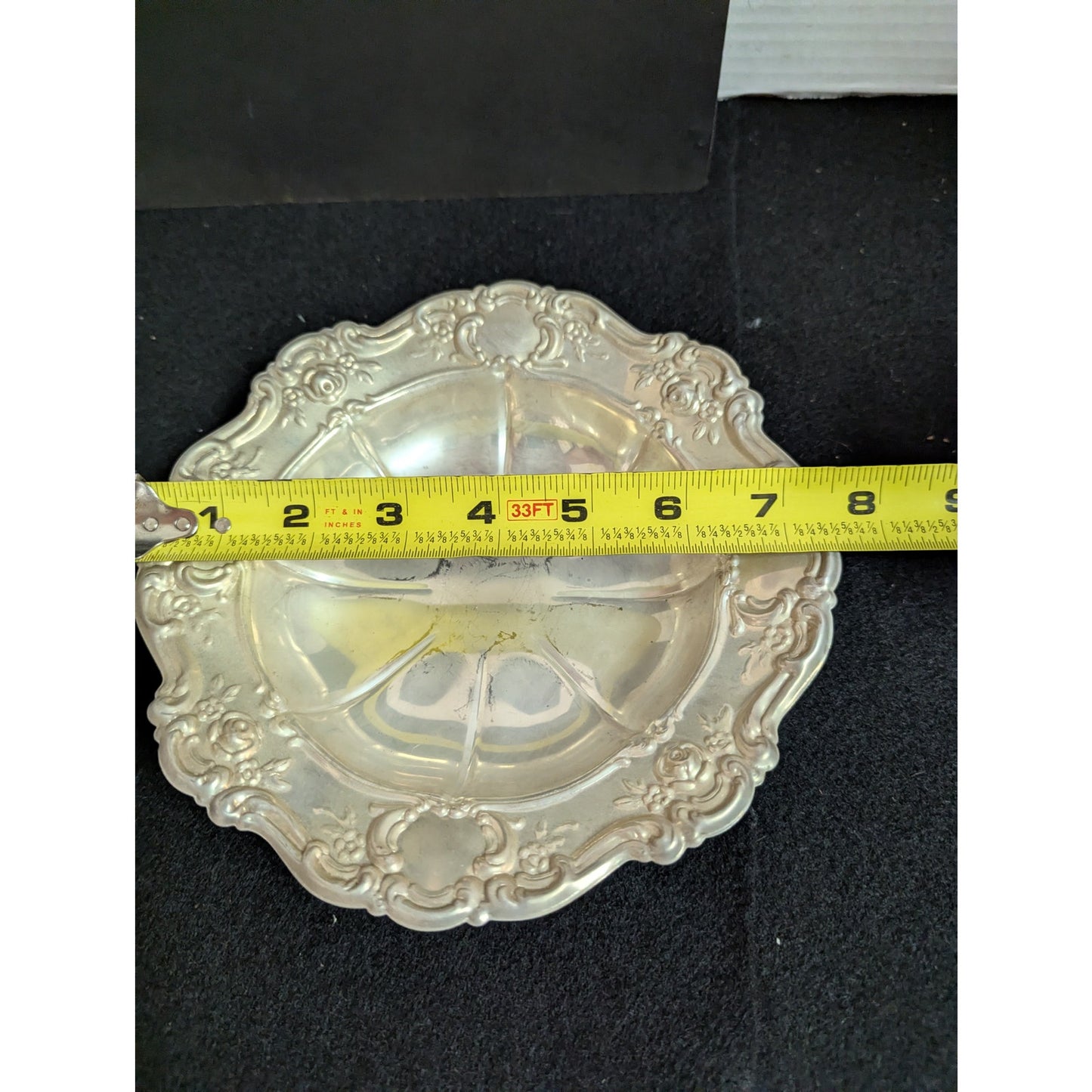 Vintage Ornate Silverplate Repousse Scalloped Bowl Hollywood Regency