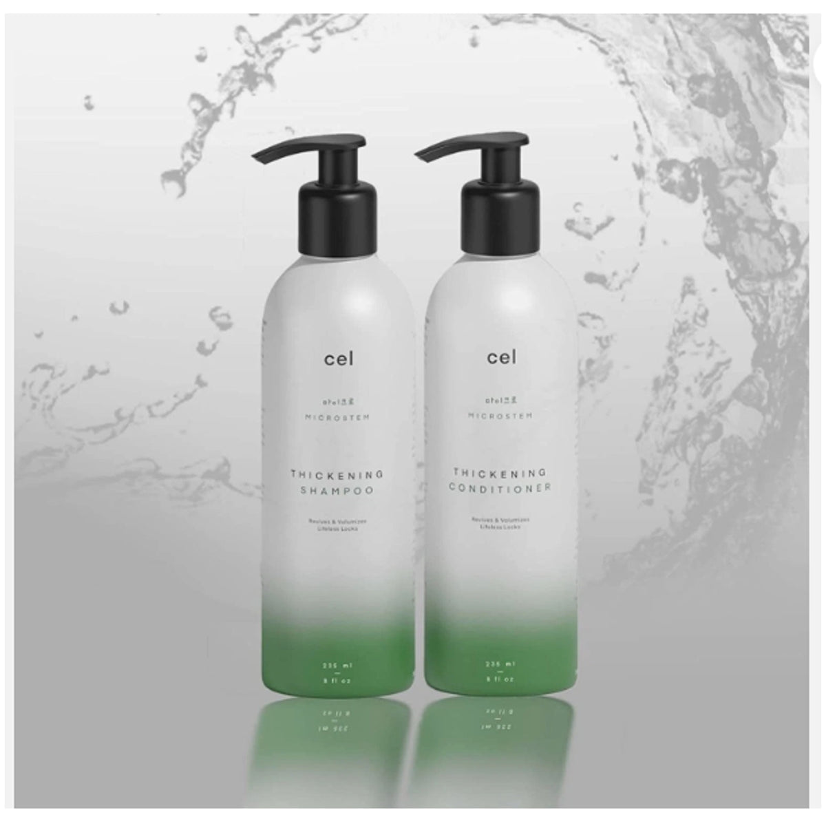 NEW Cel Microstem Natural Hair Thickening Shampoo & Conditioner 8oz w/ pumps
