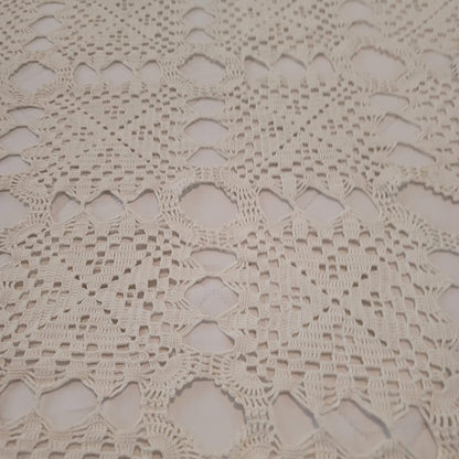 Vintage Handmade Crocheted Cream NEEDS REPAIR Bedspread Coverlet Full/Double