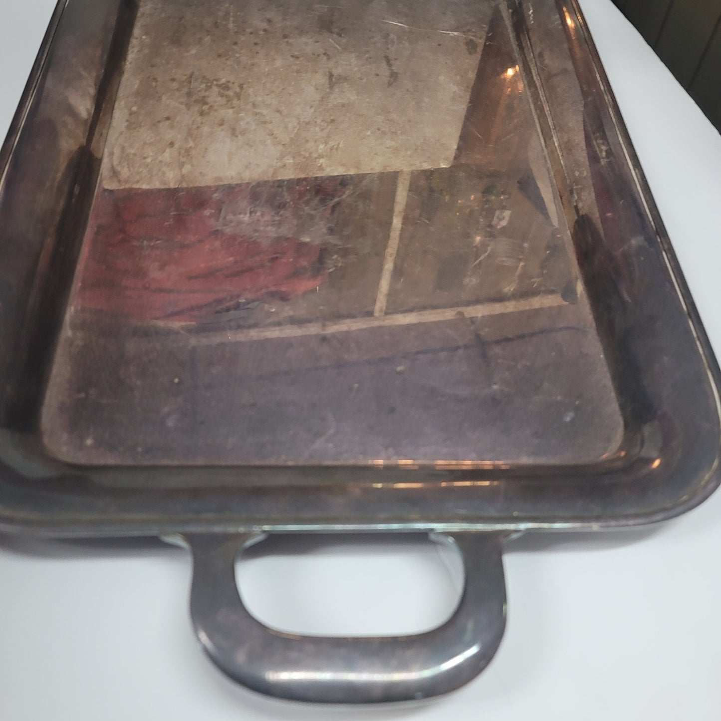 Double Handle Silver Unmarked Tray Serving Platter 26" Rimmed Lip