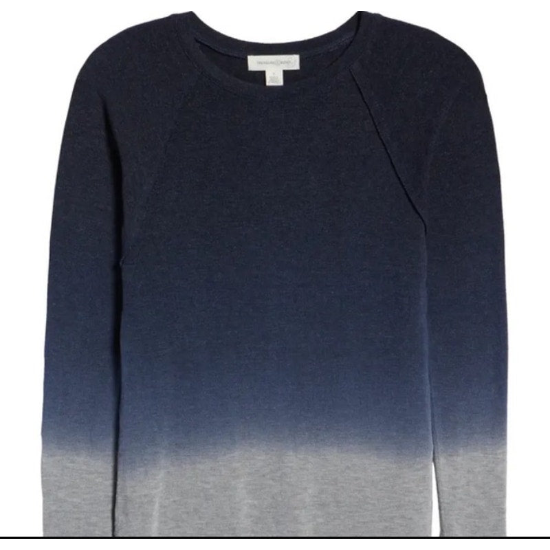 Treasure & Bond Curved Hem Tee Navy gray Ombre Size Large cozy soft long sleeve