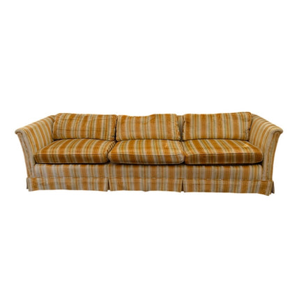 SECONDHAND SANDIES: Amazing vintage velvet Striped orange / yellow coch 8' long