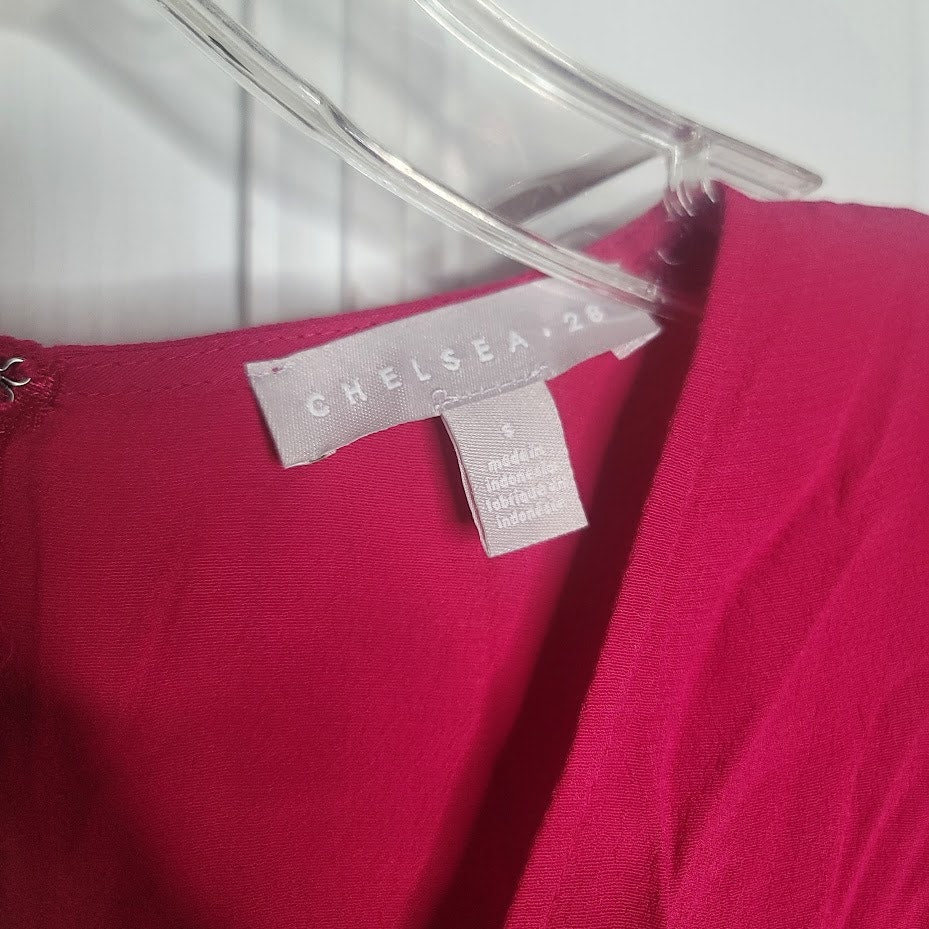 Chelsea28 Red Cerise Size Small Dress Long Sleeve VNeck Wrap NEW Career Evening
