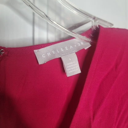 Chelsea28 Red Cerise Size Small Dress Long Sleeve VNeck Wrap NEW Career Evening