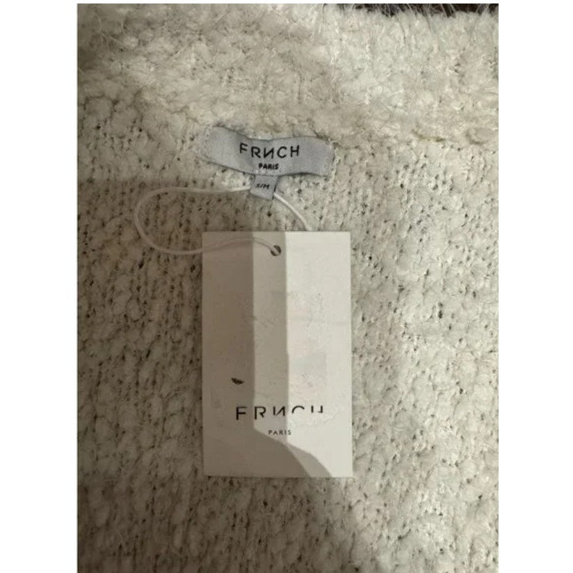 FRNCH Paris Popcorn sWEATER Soft Open Front Long Cardigan NWT smALL/MEDIUM cREAM