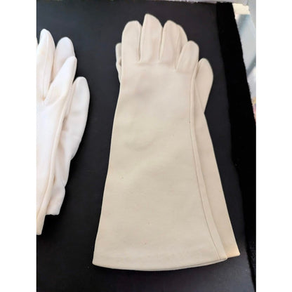 3 pairs of ladies gloves Brown Leather, White Cloth, Cream Mid Length Size Small