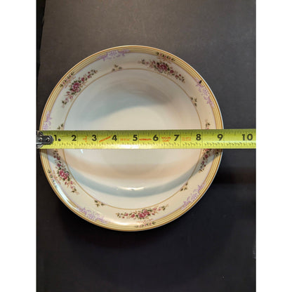 Vintage Lynns Fine China Serving Bowl Floral Gold Trim French Country