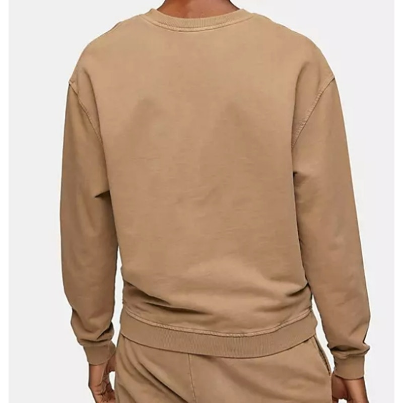 Topshop Acid Washed Long Sleeve Crew Neck Sweatshirt Size 8-10 US in Camel NWT