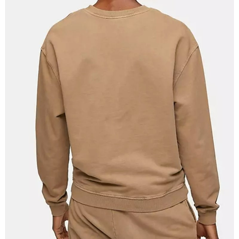 Topshop Acid Washed Long Sleeve Crew Neck Sweatshirt Size 8-10 US in Camel NWT