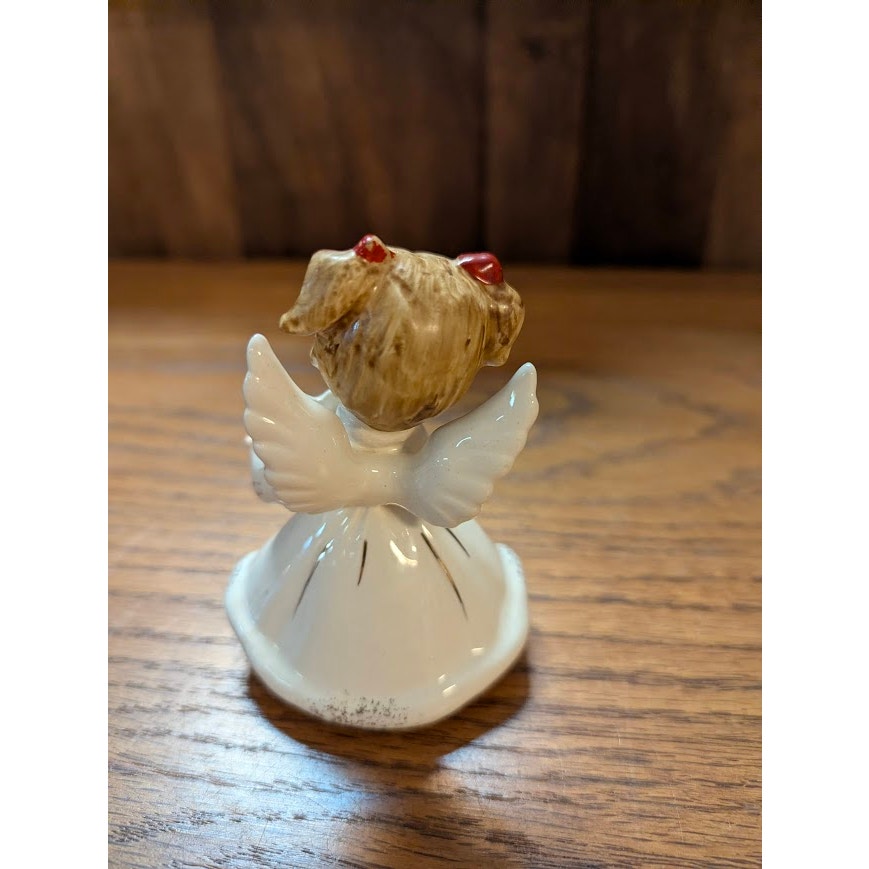 Vintage Josef Originals Christmas Angel Figurine with white box and Holly Accent