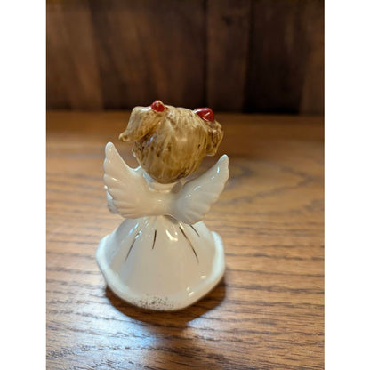 Vintage Josef Originals Christmas Angel Figurine with white box and Holly Accent