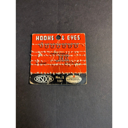Vintage Risdon Sewing Card Hooks and Eyes No 3 Size 131 Notion Ephemera