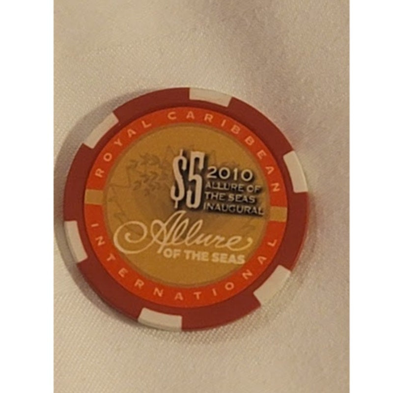 Royal Caribbean 2010 ALLURE of the SEAS $5.00 Red White Collectibles Casino Chip