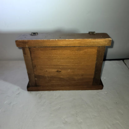 Vintage wood folk art recipe box wood
