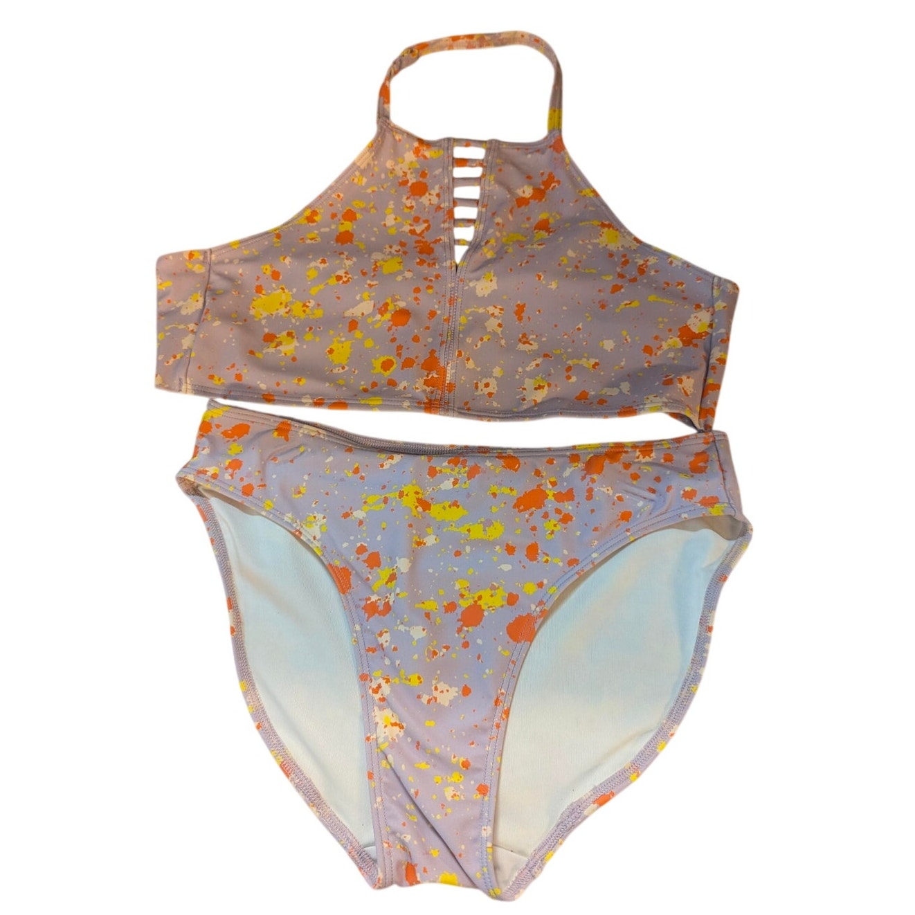 NWT Treasure & Bond Girls Paint Splatter Halter Bikini Swimsuit Size 12
