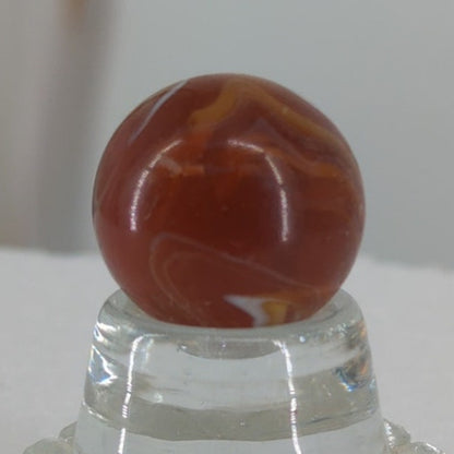 Vintage Christensen Agate CAC Striped Caramel Swirl Glass Marble Shooter 7/8"