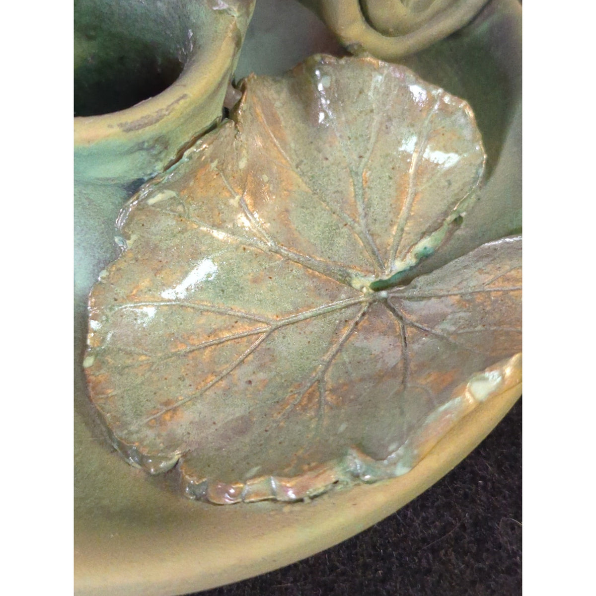 Art Studio Handmade Pottery Signed Elaine Handheld candle holder