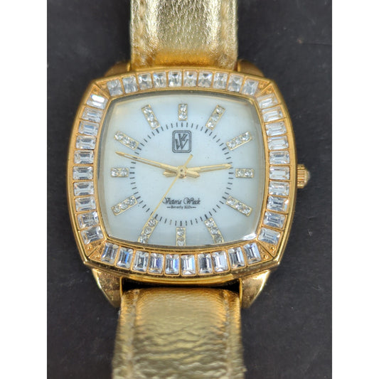 NEW Victoria Wieck Beverly Hills Cushion Case Gold Tone Baguette Watch