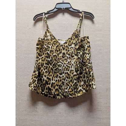 Abound Tan Leopard Camisole VNEck Blouse Tank Top Size Small
