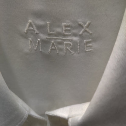 Alex Marie Wrinkle Free White Button Down Long Sleeve Classic Blouse Size 4