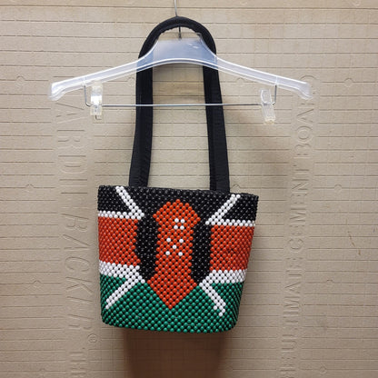 Vintage Handmade Bag Purse Handles Kenya Beaded Red White Black Green Lined
