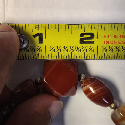 Vintage Carnelian Agate Chunky Geometric Statement Necklace