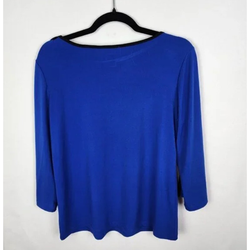 NWT Carmen Marc Valvo Cobalt Blue Blouse Open Sleeve Detail Plus size 3XL