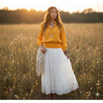 Laura & Layne Vintage Pleated Mustard Shirt Long Sleeves Ribbed Hem Size 14