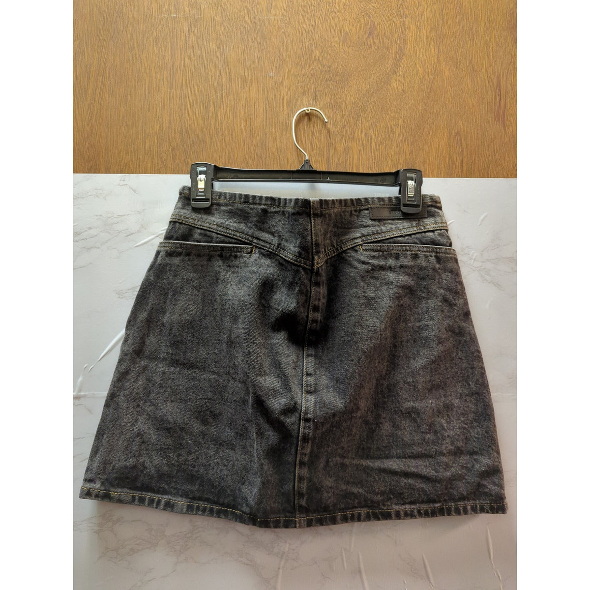 Elodie Acid Wash Denim Skirt Medium Black Grey Distressed NWT Grunge Aesthetic