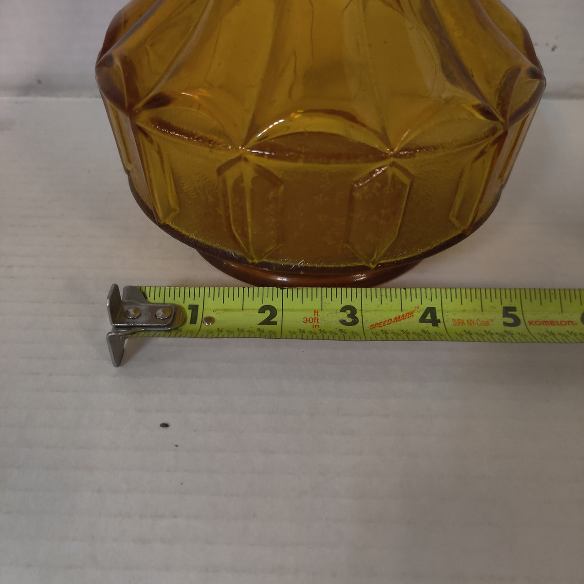 Vintage Empoli "Diamond Point Optic" Amber Glass Genie Decanter with Stopper