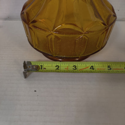 Vintage Empoli "Diamond Point Optic" Amber Glass Genie Decanter with Stopper