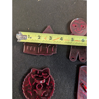 Vintage Red Plastic Christmas Cookie Cutters Lot of 6 Hallmark USA