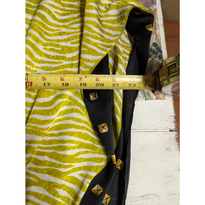 Michael Kors Chartreuse Yellow Zebra Print Studded Poncho Kaftan Top XS