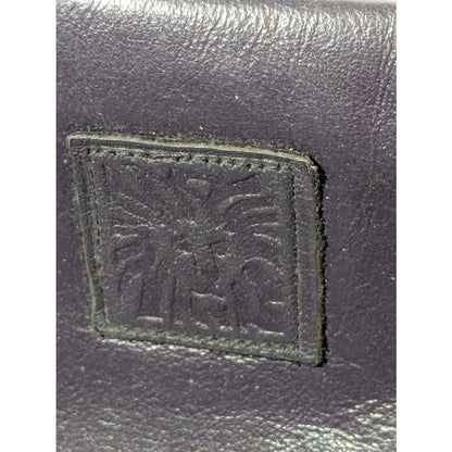 Anne Klein Navy Blue Leather Zipper Pouch Clutch Wallet Vintage Lion Logo