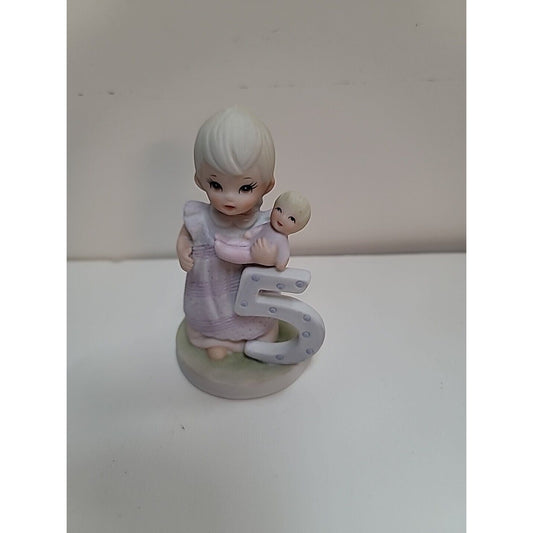 LEFTON The Christopher Collection Birthday Girl Figurine Age 5 1982 Cake Topper