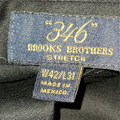 Vintage 80s Brooks Brothers 346 Stretch Pants W42 L31 Brown Cuffed Pant Pleated