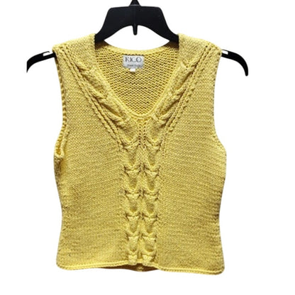 Rico Hand Knits Size Small Yellow Vest Sleeveless sweater pullover