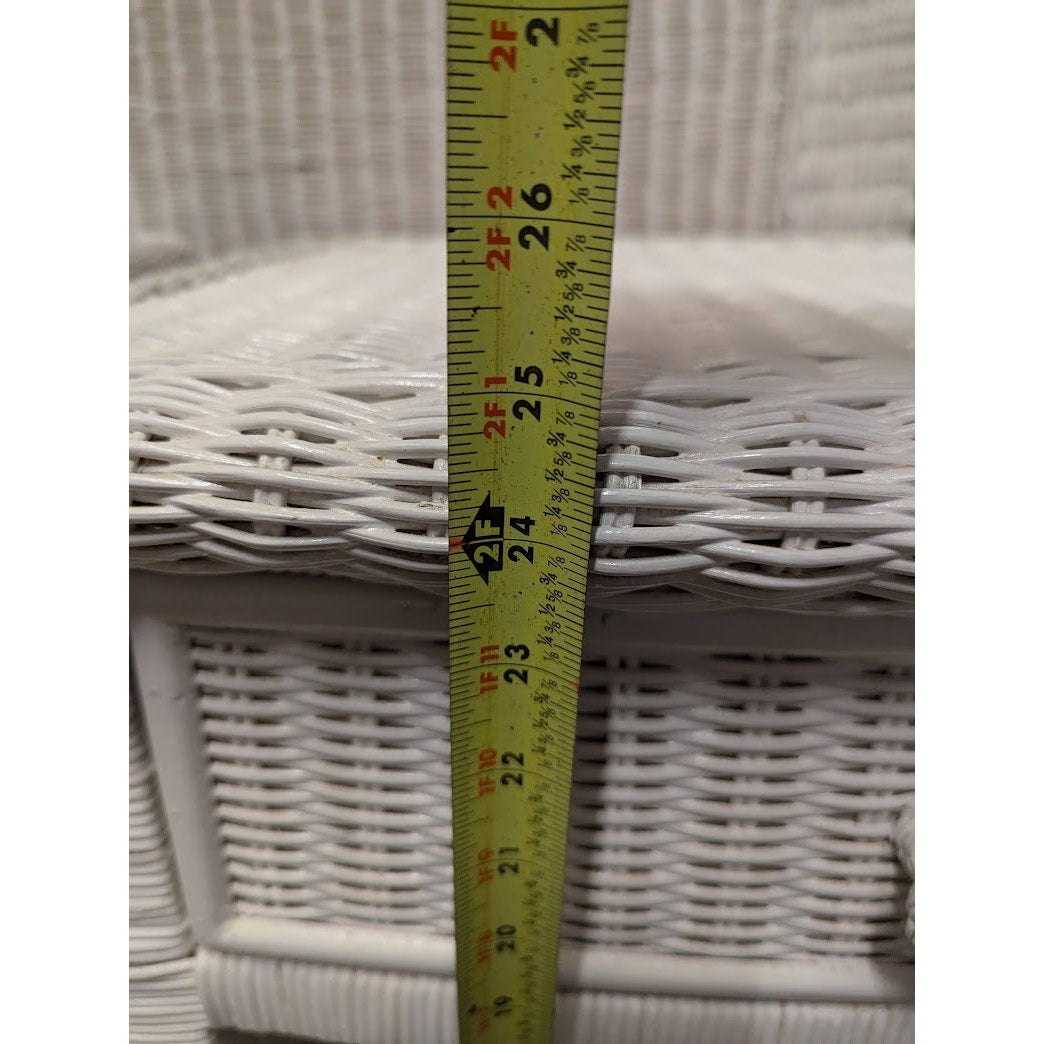 Secondhand Sandies: White Wicker Twim Headboard with 2 side end tables BEACH DECOR