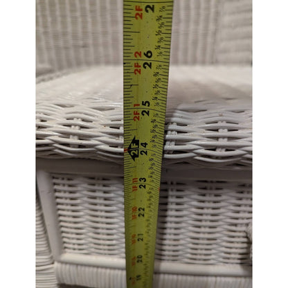 Secondhand Sandies: White Wicker Twim Headboard with 2 side end tables BEACH DECOR