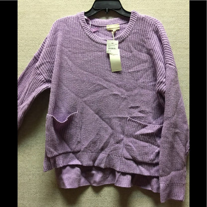 Melloday Pullover Sweater Two Pocket Wool Blend Purple NEW Large Lilac CHUNKY