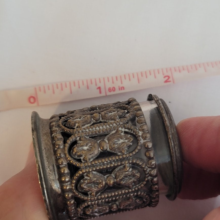 Vintage Portugal Silver Plated glass Salt Condiment or Mustard Pot with Glass