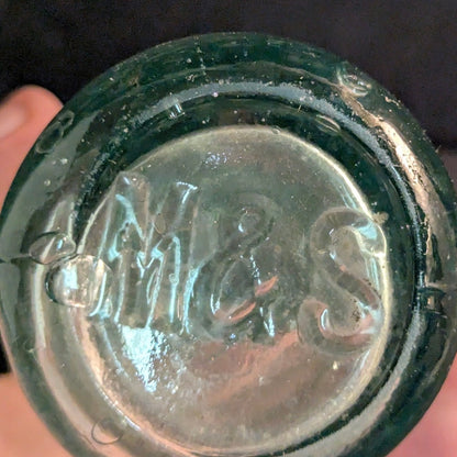 Antique Codd Neck Glass Soda Bottle Aqua Embossed Crown M&S Works Worksop